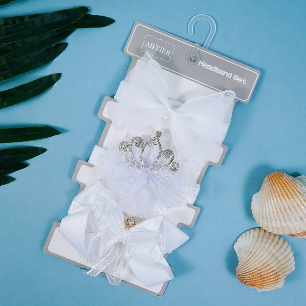 Baby Headband Set 3Pcs Crown White - Sunshine