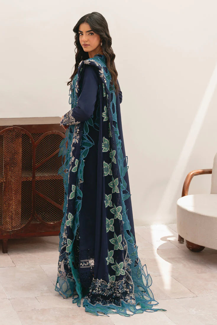 Zaha Premium Embroidered Lawn Dress (MLL-106 B Navy Blue)