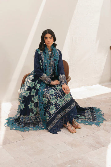 Zaha Premium Embroidered Lawn Dress (MLL-106 B Navy Blue)