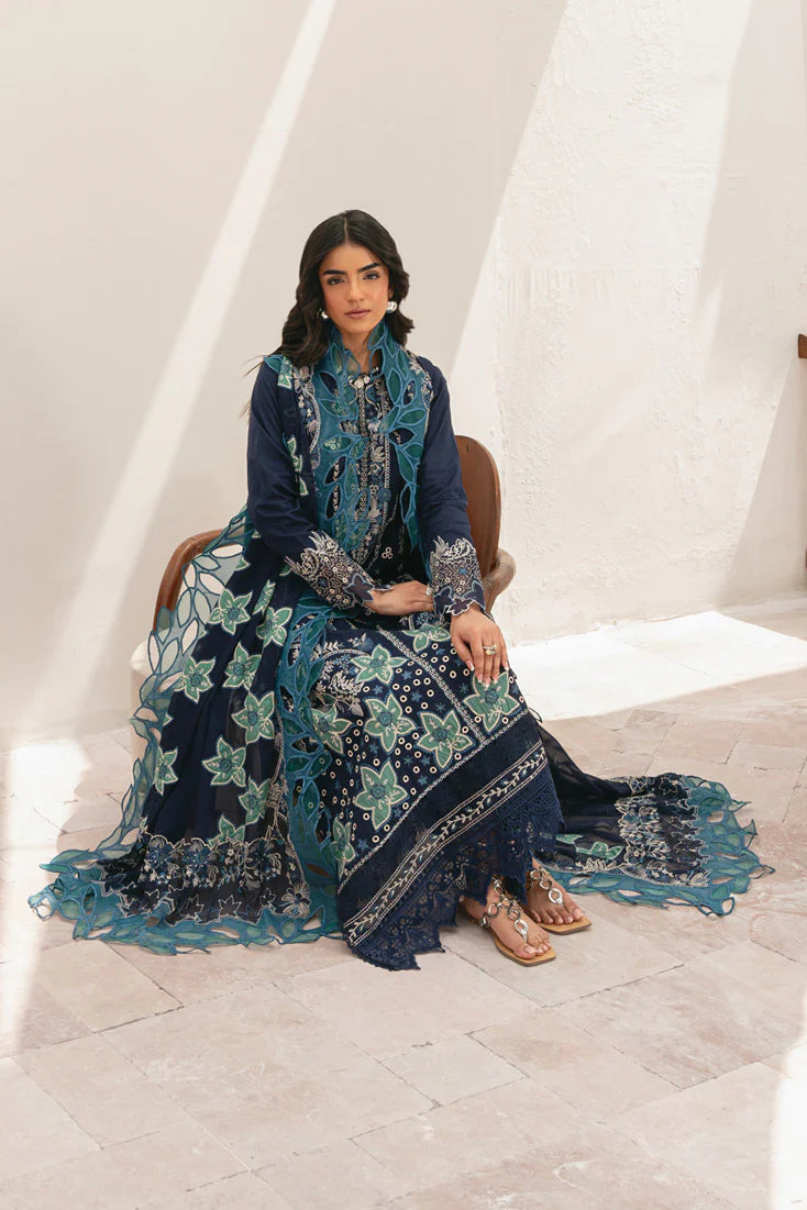 Zaha Premium Embroidered Lawn Dress (MLL-106 B Navy Blue)