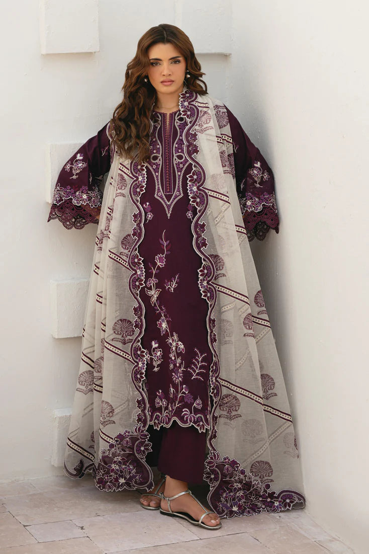 Reem Elegant 3 PC Embroidered Lawn Suit (MLL-107 A Magenta)