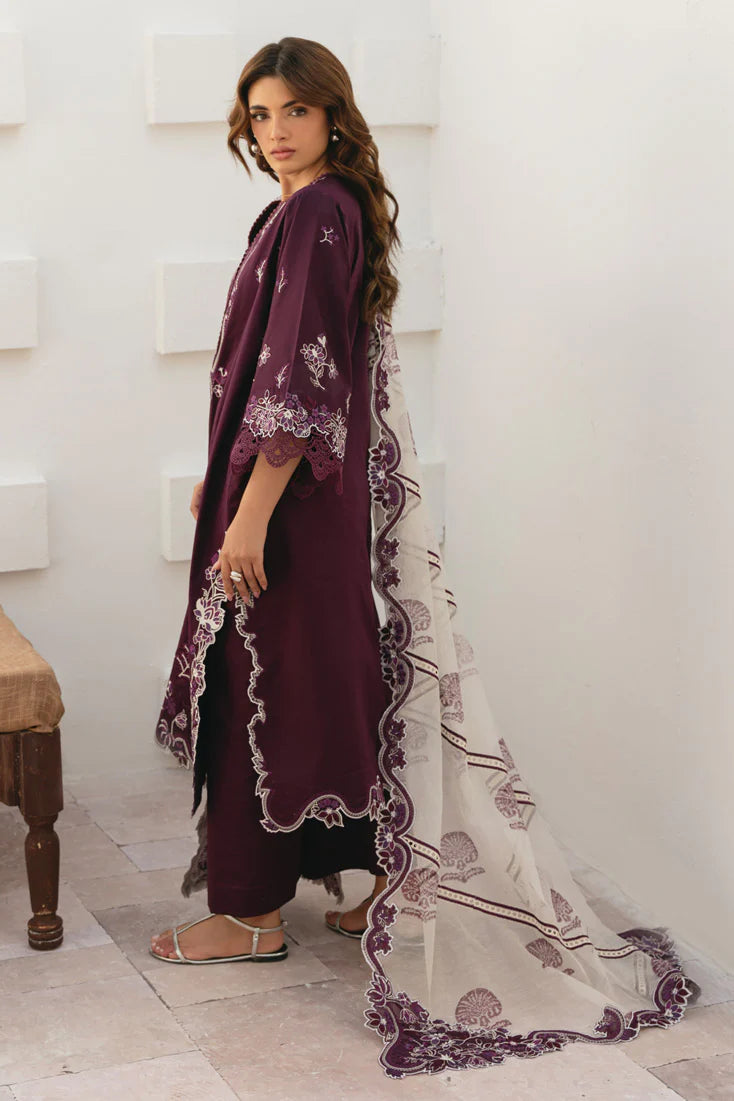 Reem Elegant 3 PC Embroidered Lawn Suit (MLL-107 A Magenta)