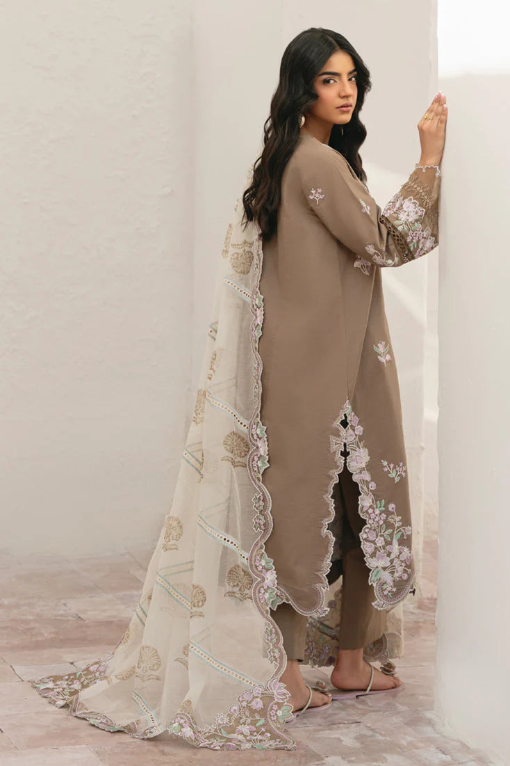 Sira Elegant 3 PC Embroidered Lawn Suit (MLL-107 B Beige Skin)
