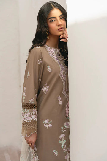 Sira Elegant 3 PC Embroidered Lawn Suit (MLL-107 B Beige Skin)